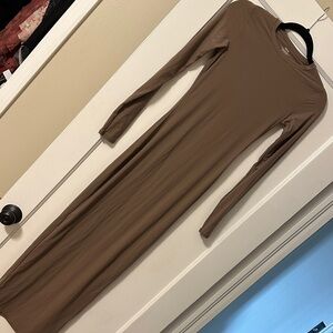 SKIMS Long Sleeve Dress in Brown